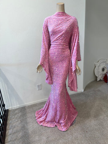 2x/3x Ready to Ship Stretch Pink sequin Dress