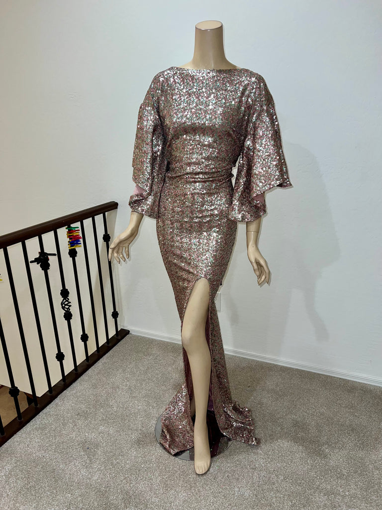 1x/2x Ready to ship Nude Champagne Sequin Gown