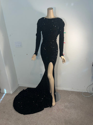 L/XL Ready to ship Black sequin full length dress