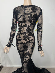 Custom order Stretch Black sequin Full Length dress