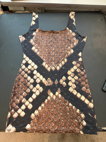 L/XL Ready to ship Stretch Print Mini Cocktail Dress