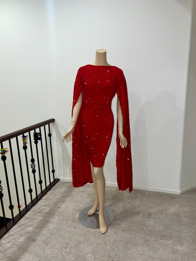 L/XL Stretch Red sequin cocktail Dress