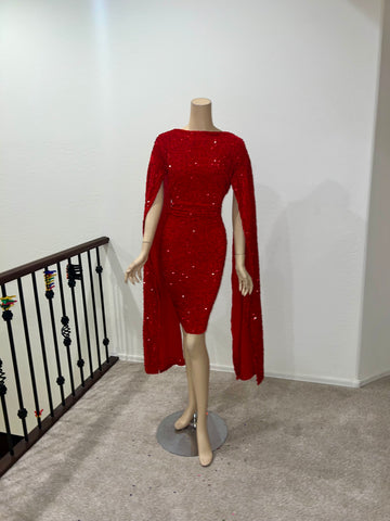 L/XL Stretch Red sequin cocktail Dress