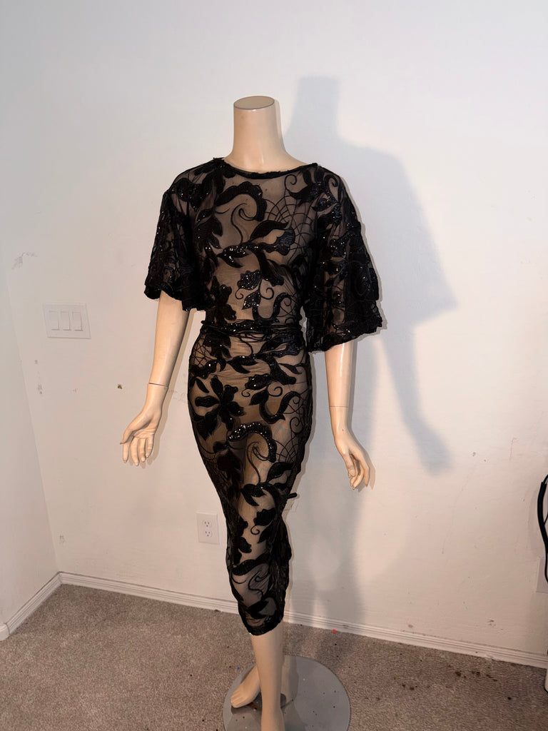 1x/2x Ready to Ship Stretch Black sequin cocktail  Dress