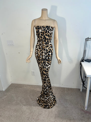 2x/3x Ready to ship Full length Stretch Animal Print dress