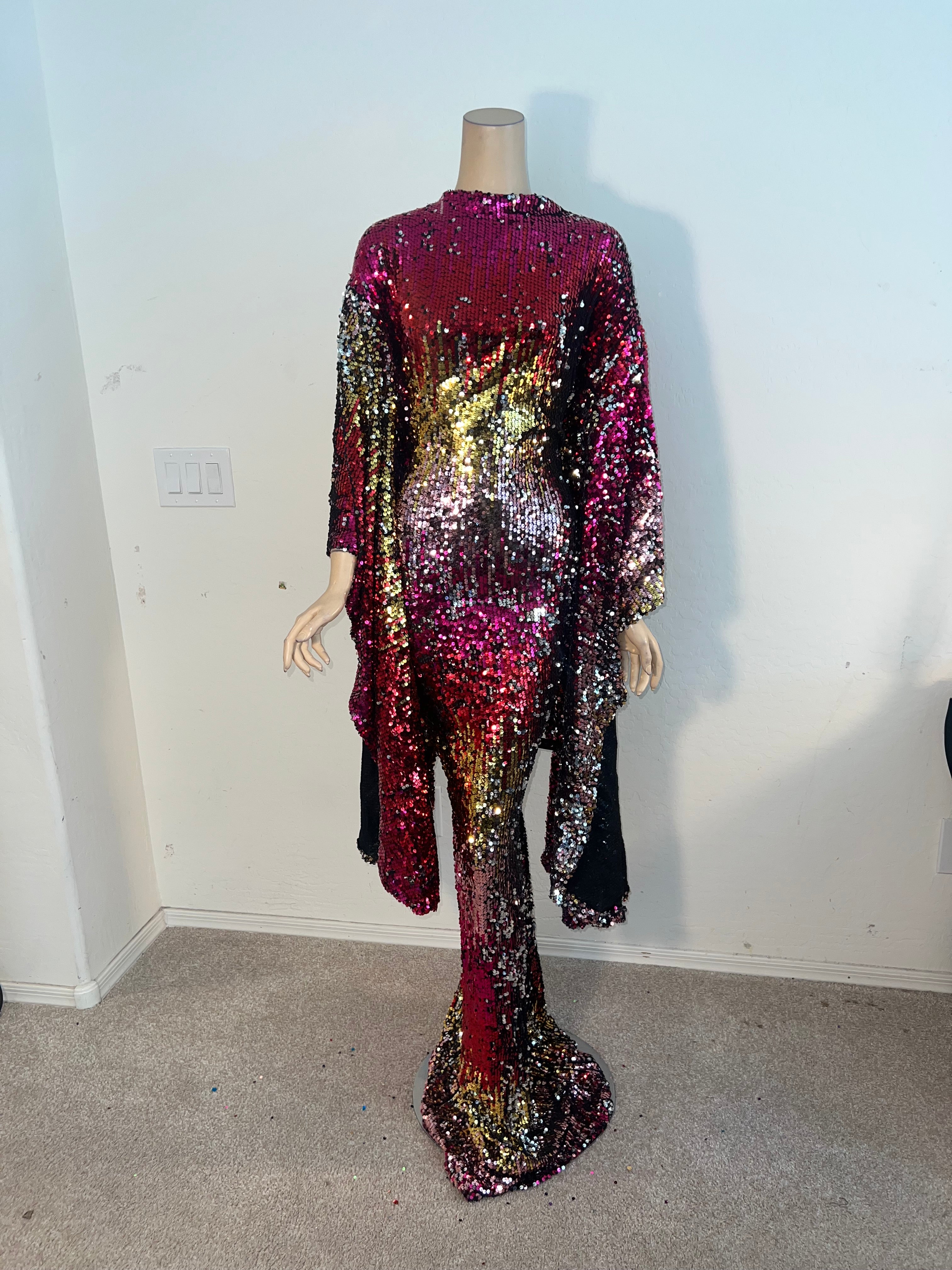 multi color sequin dress 3x/4x Ready to ship Full Length Stretch Multi color sequin dress – Miryam Luciano