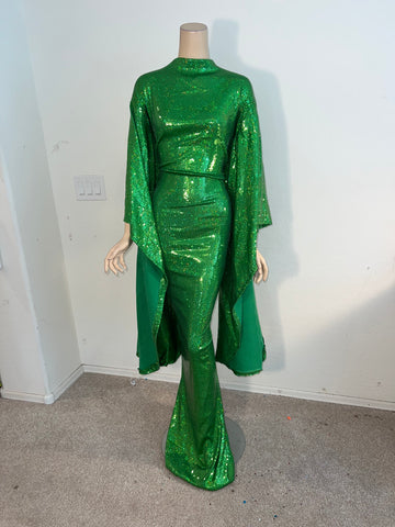 2x/3x Ready to Ship Stretch Hologram Green sequin Dress
