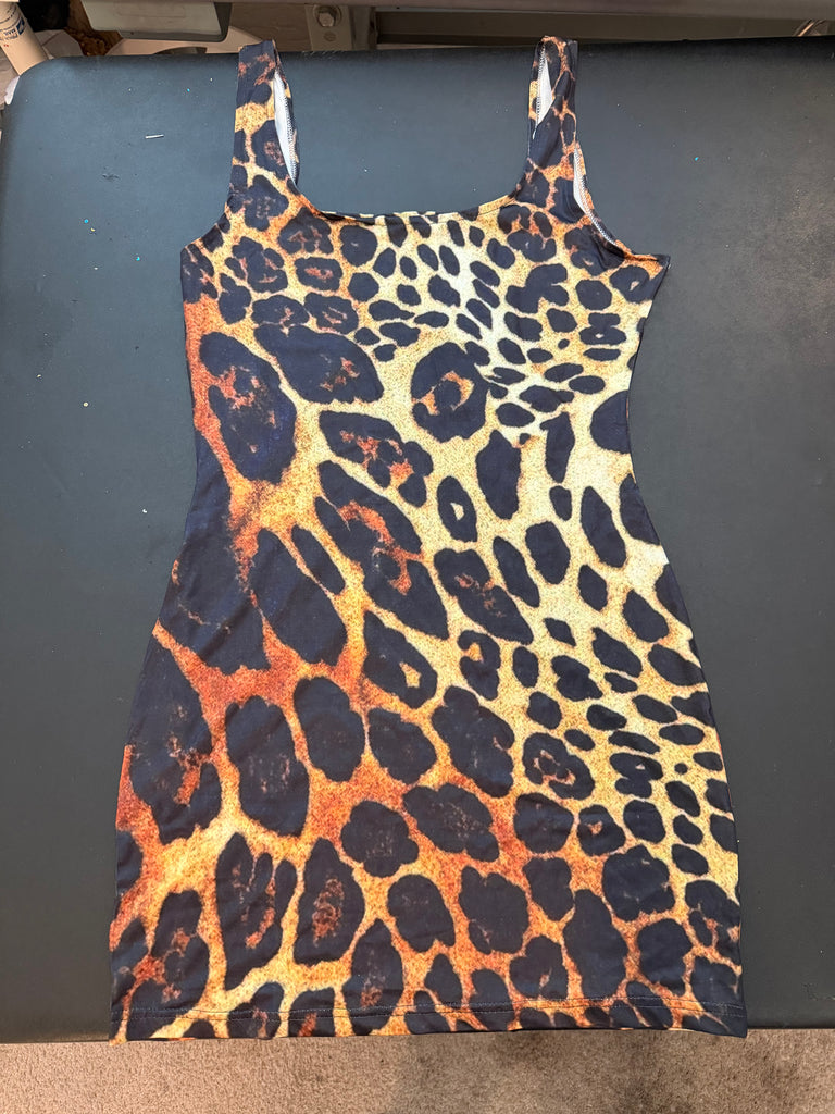 L/XL Ready to ship Stretch Print Mini Cocktail Dress