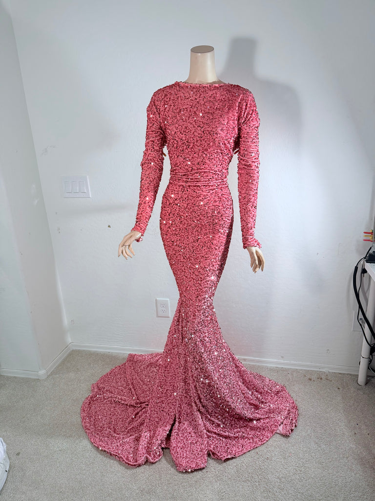 1x/2x Ready to Ship Stretch Pink sequin Dress