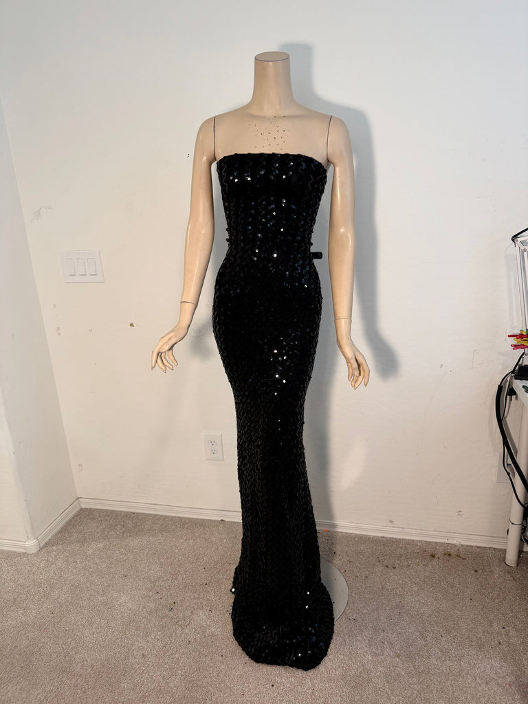 Ready to ship 4x/5x Black sequin full length dress