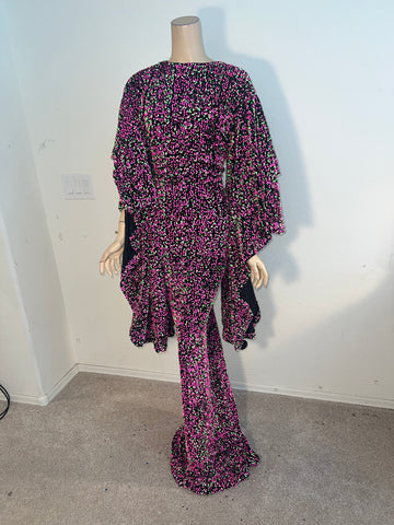 L/XL Ready to ship Pink and Green sequin Full length dress