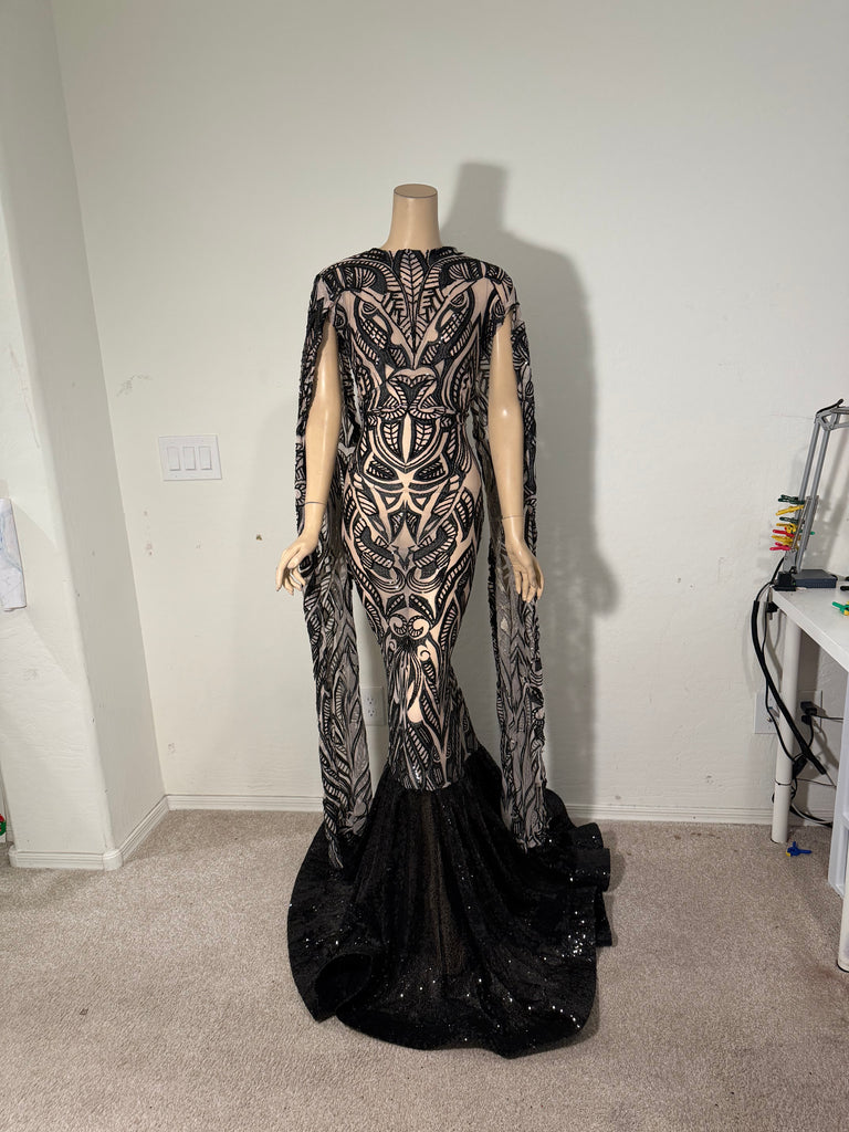 L/XL Ready to ship Black sequin full length dress