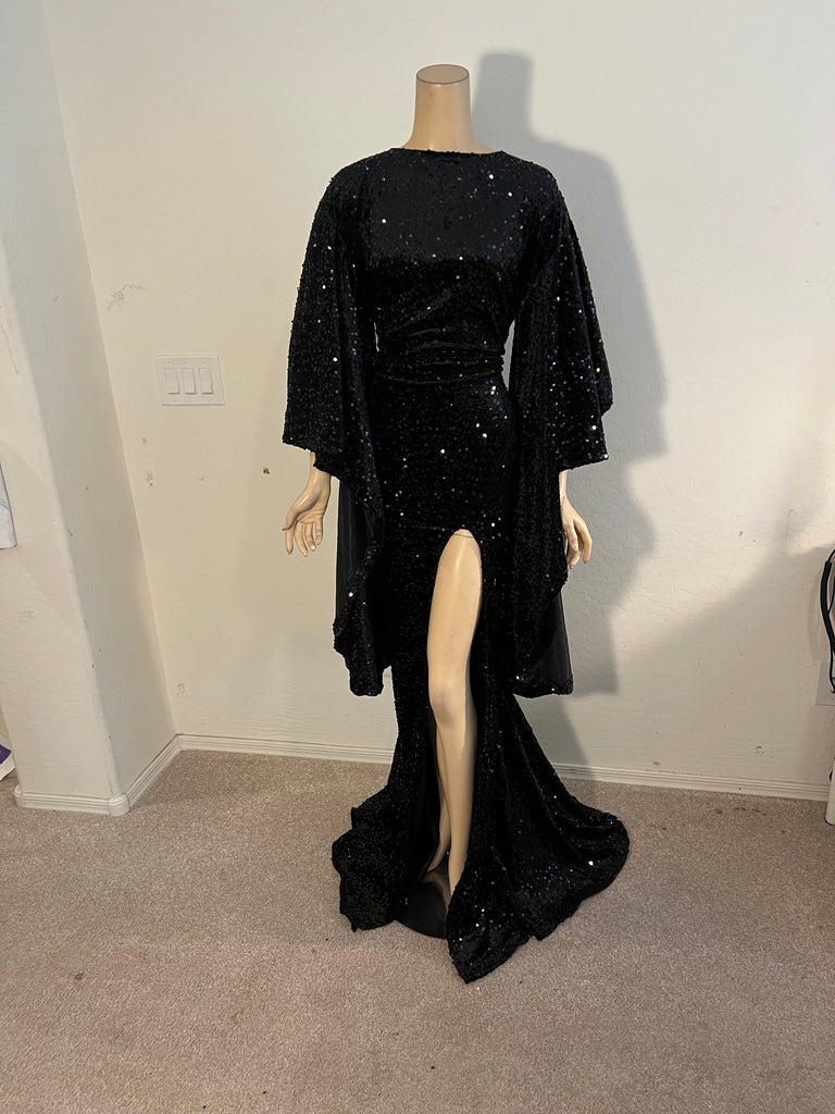 1x/2x Ready to ship Full length Stretch Black sequin dress