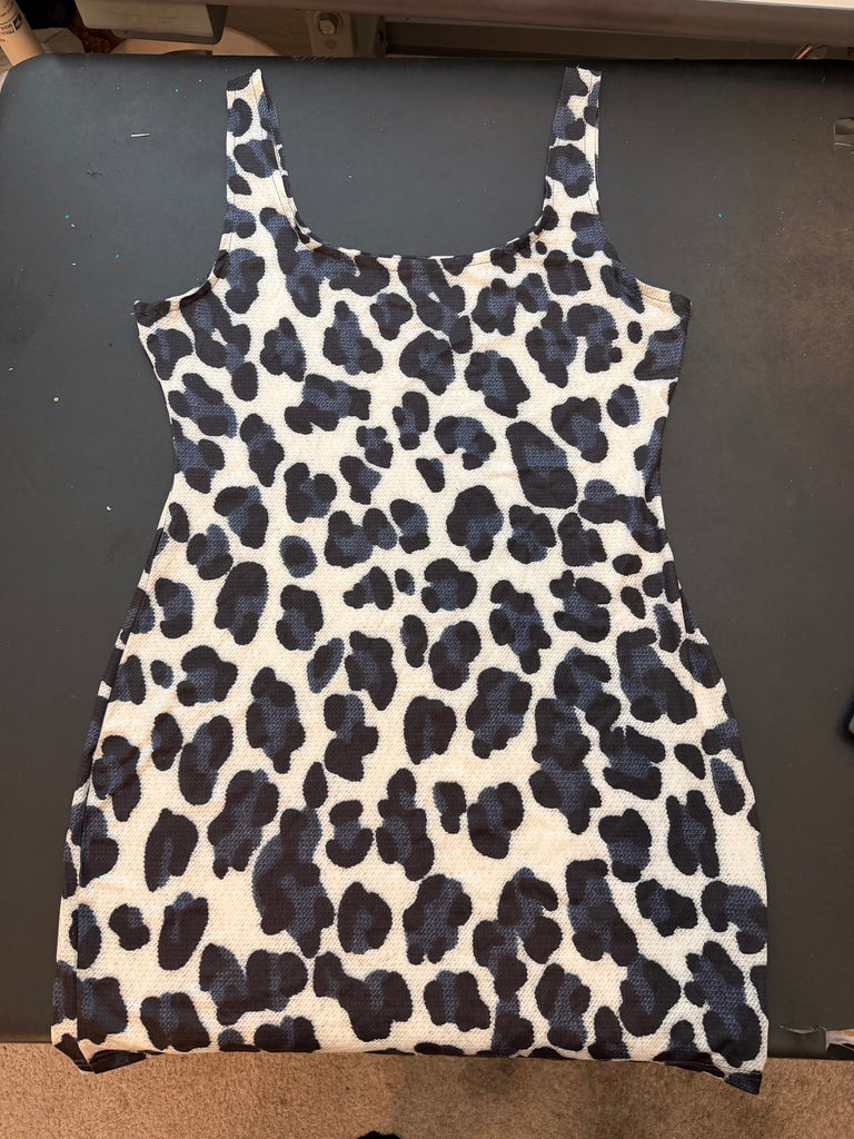 L/XL Ready to ship Stretch Print Mini Cocktail Dress
