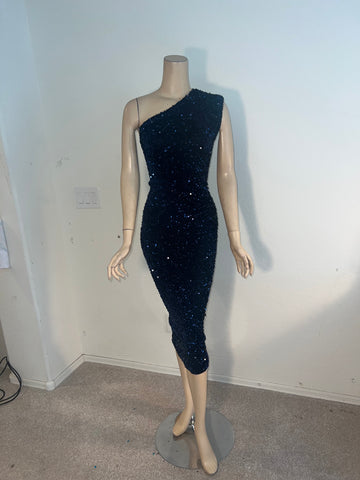 1x/2x Ready to ship Stretch Navy Sequin sequin dress