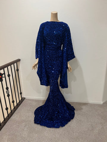 1x/2x Ready to ship Stretch Blue sequin dress